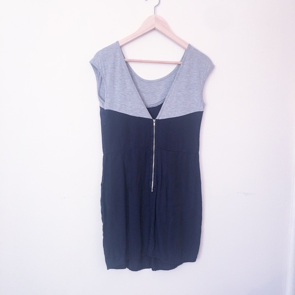 Navy blue and grey jersey illusion mini dress - Picture 4 of 8